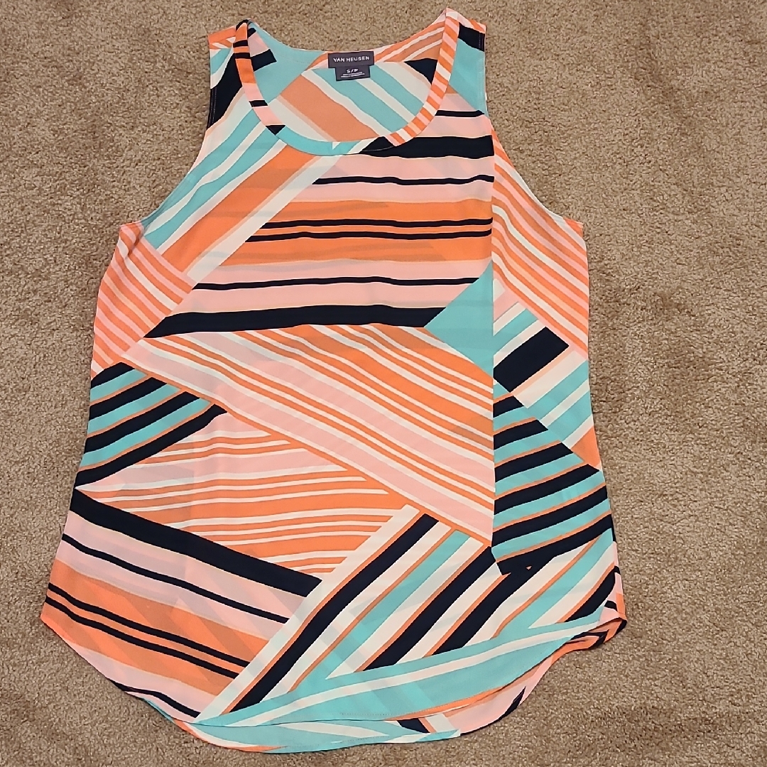 Van Heusen Brand Colorful Striped Sleeveless Top Size Small
